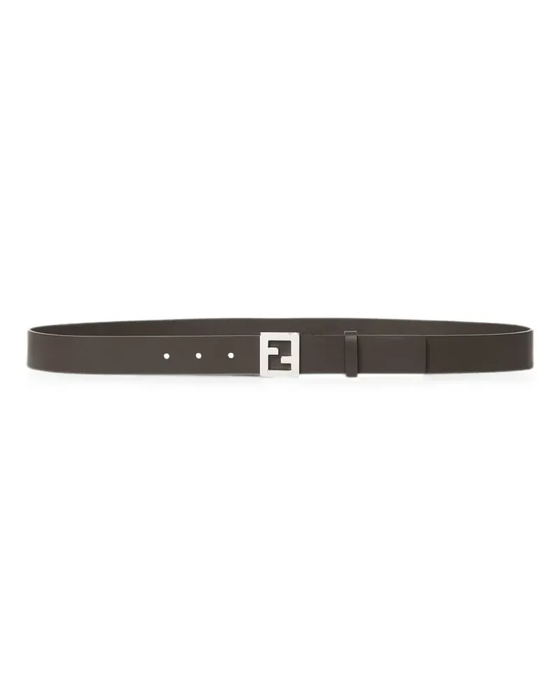 Fendi FF Gürtel aus dunkelbraunem Leder 30mm Braun