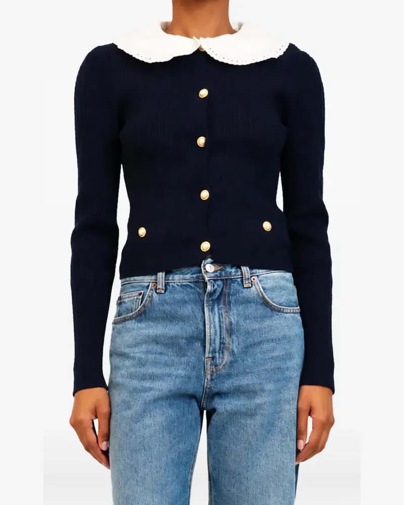 Alessandra Rich cable-knit cropped cardigan - Blau Blau