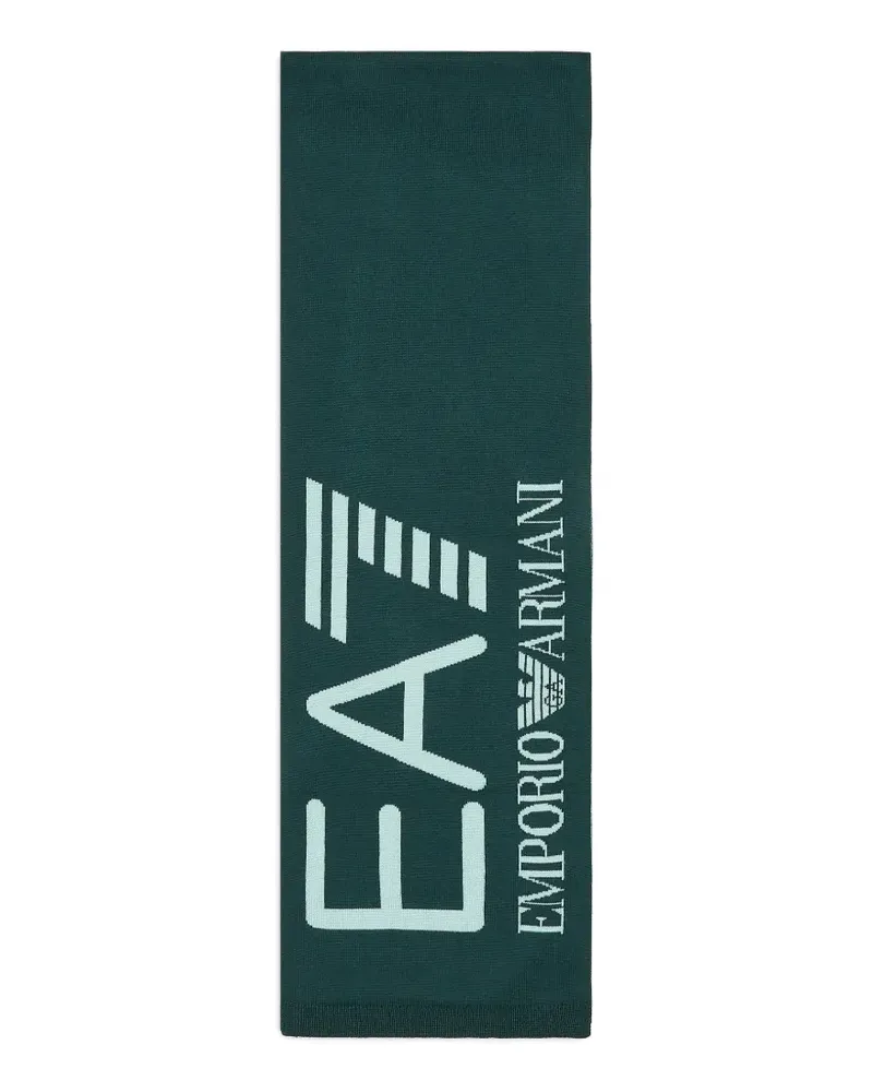 EA7 logo-knit scarf - Grün Grün