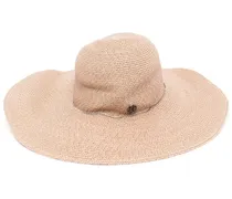 Strohhut mit Logo-Schild - Nude