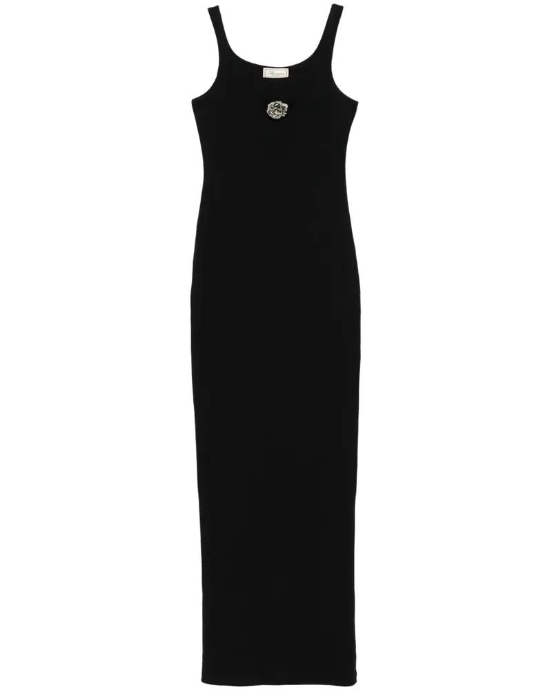 Blumarine Maxikleid mit Broschen - Schwarz Schwarz
