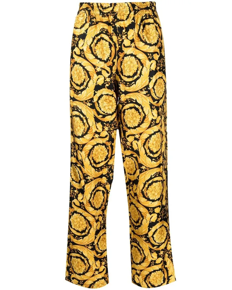 Versace Pyjamahose mit Barocco-Print Schwarz