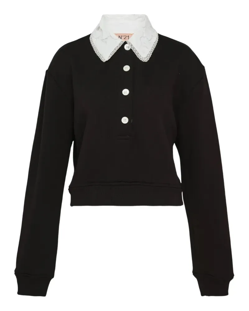 N° 21 lace-collar button-up sweatshirt - Schwarz Schwarz