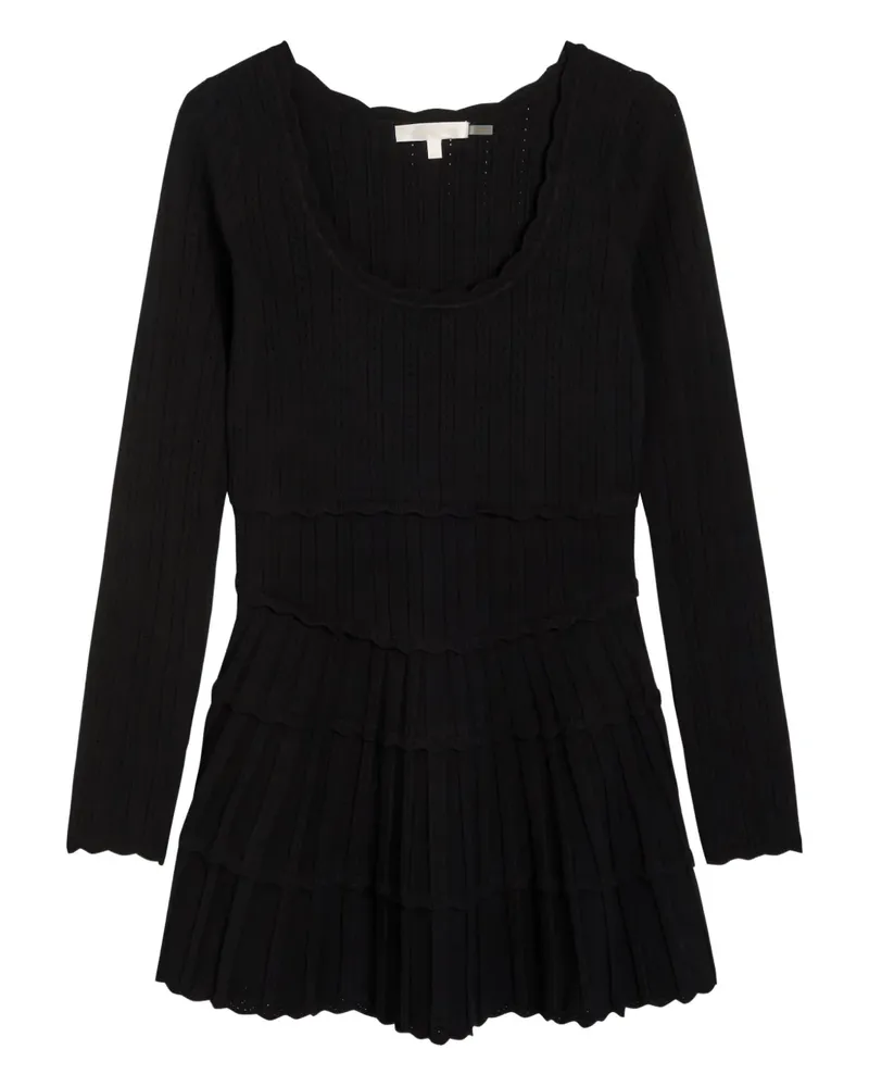 LoveShackFancy scalloped tiered dress - Schwarz Schwarz