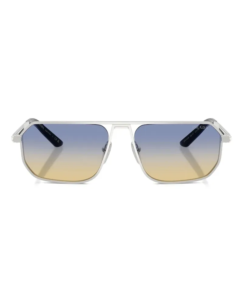 Prada Eckige Pilotenbrille - Silber Silber
