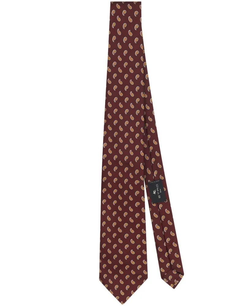 Etro Seidenkrawatte mit Paisley-Print - Rot Rot