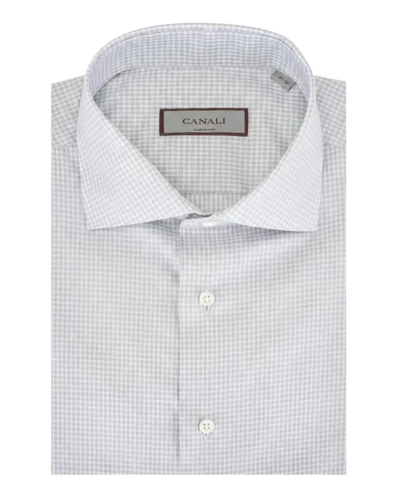 Canali Hemd mit Vichy-Karo - Weiß Weiß