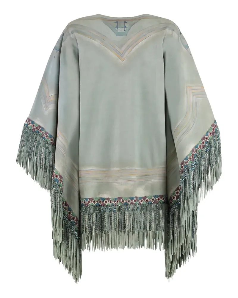 Etro beaded-fringe poncho - Grün Grün