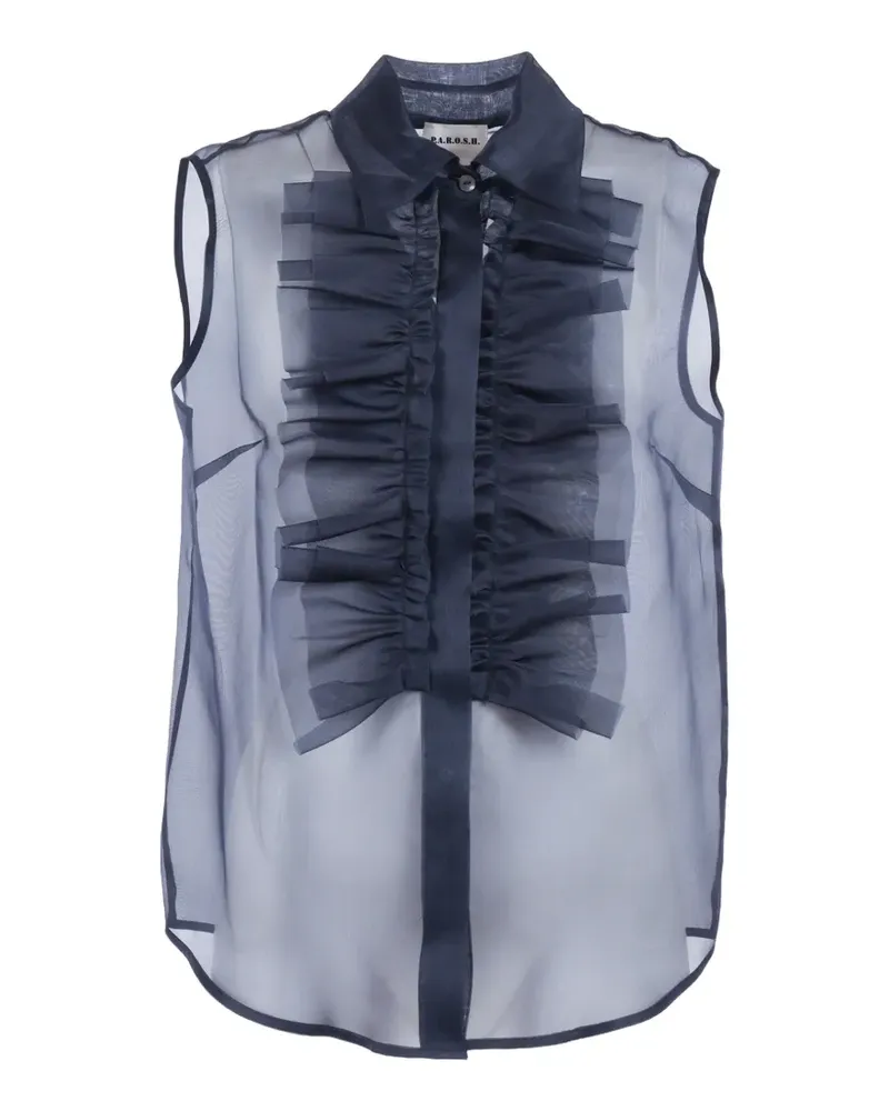 P.A.R.O.S.H. P.A.R.O H. ruffled silk shirt - Blau Blau