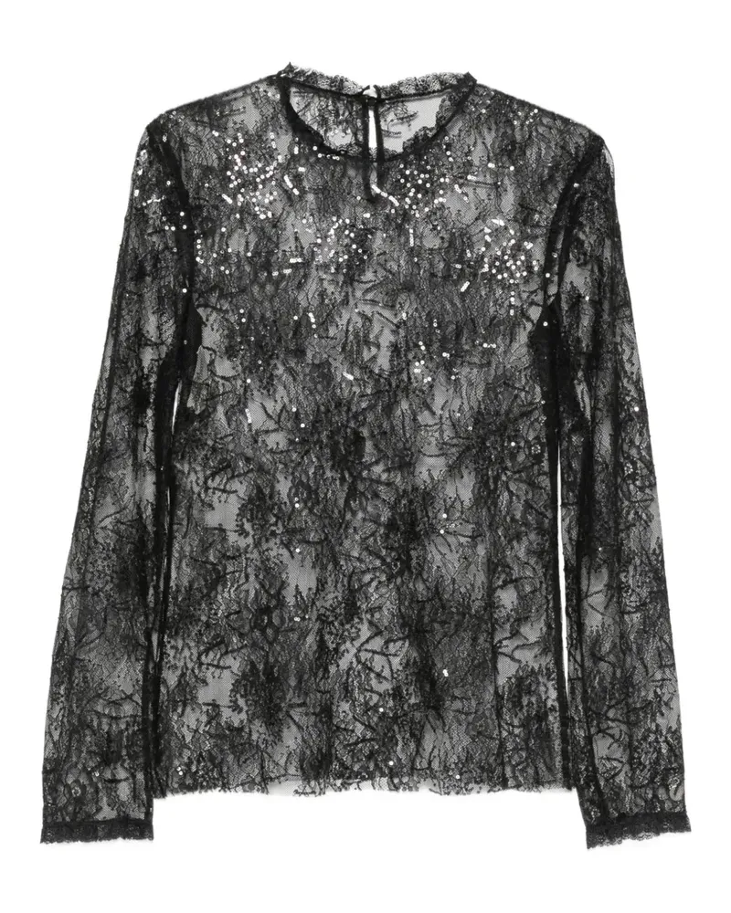 Alberta Ferretti sequin-embellished lace top - Schwarz Schwarz