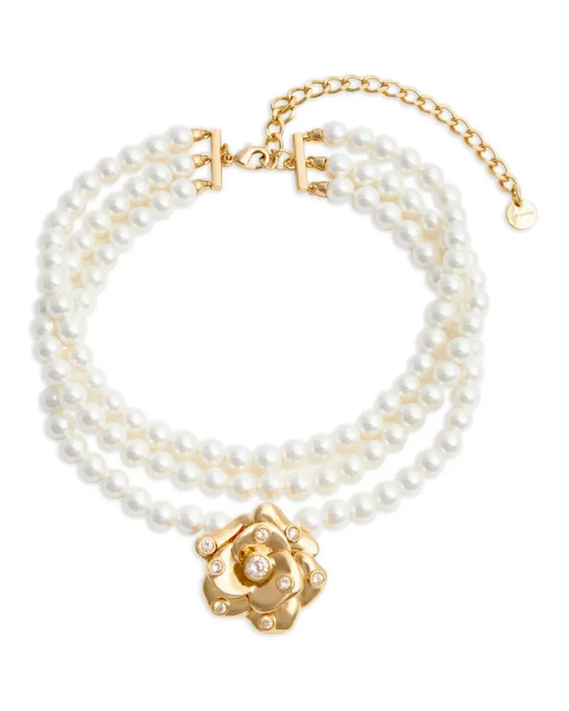 Self-Portrait Choker mit Perlen - Weiß Weiß