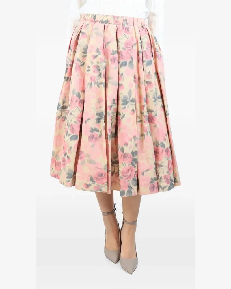 Casey Casey floral-print midi pleated skirt - Nude Nude