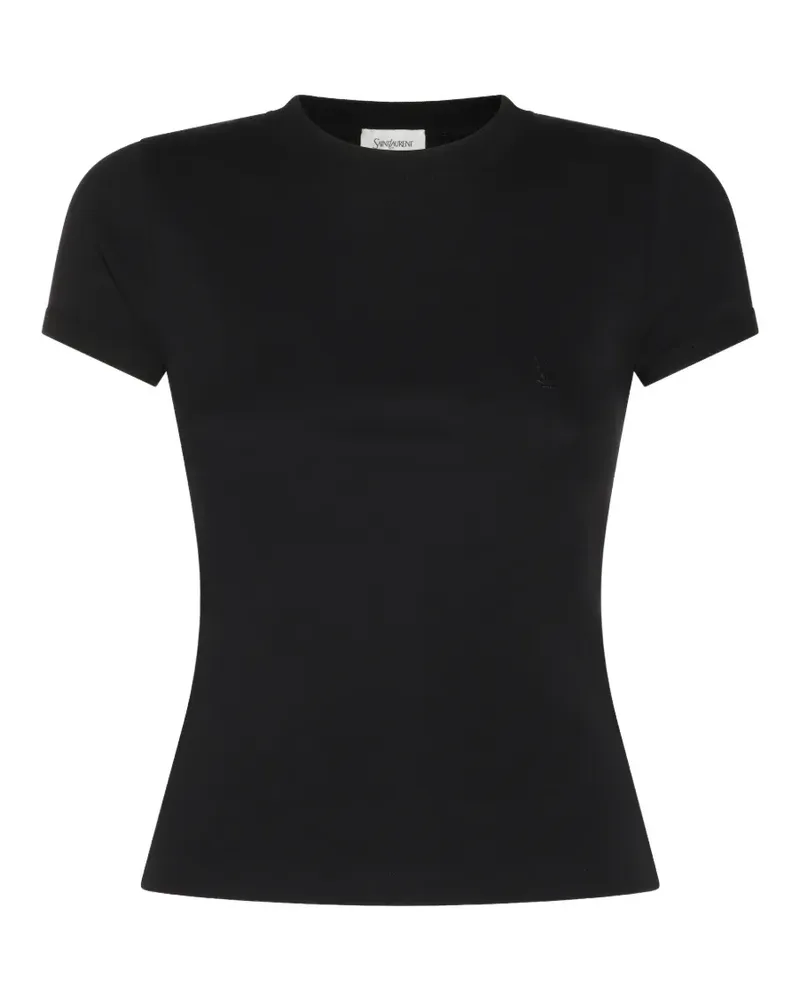 Saint Laurent Cassandre T-Shirt mit Stickerei - Schwarz Schwarz