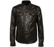 Lederjacke mit Knopfverschluss - Braun