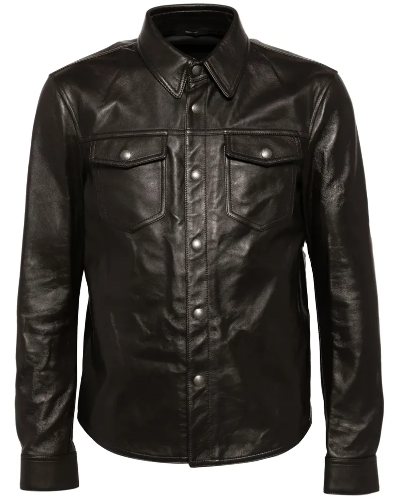 Tom Ford Lederjacke mit Knopfverschluss - Braun Braun