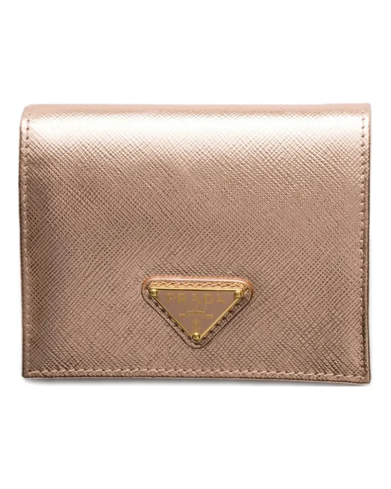 Prada logo-plaque saffiano-leather wallet - Braun Braun