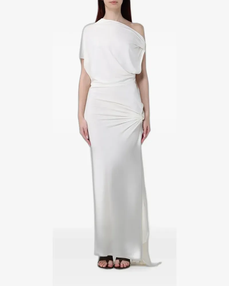 120% Lino asymmetric draped dress - Nude Nude