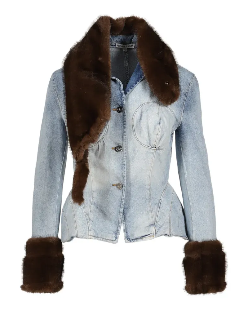 Natasha Zinko Jeansjacke mit Faux Fur - Blau Blau