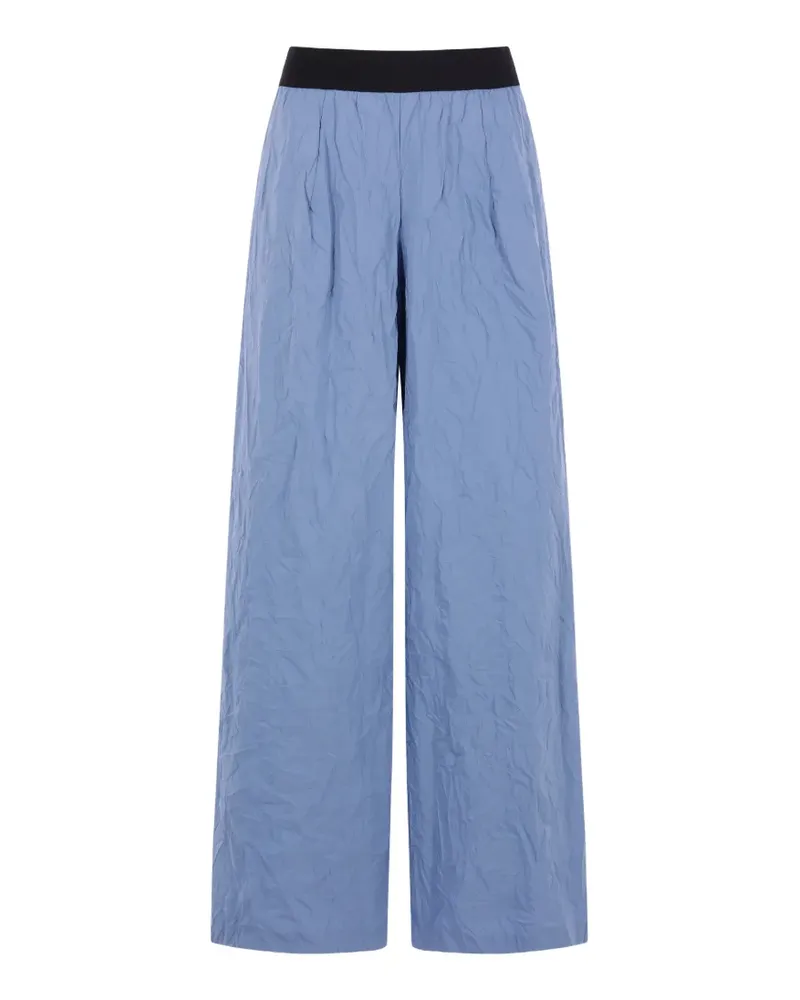 Maria Calderara crinkled-finish wide-leg trousers - Blau Blau
