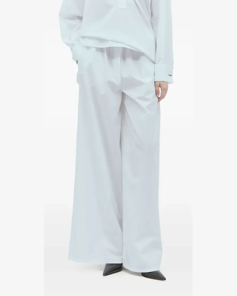 Max Mara embroidered-logo wide-leg trousers - Weiß Weiß