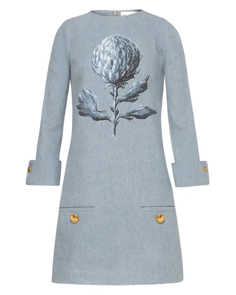 Oscar de la Renta Minikleid aus Leinen - Blau Blau