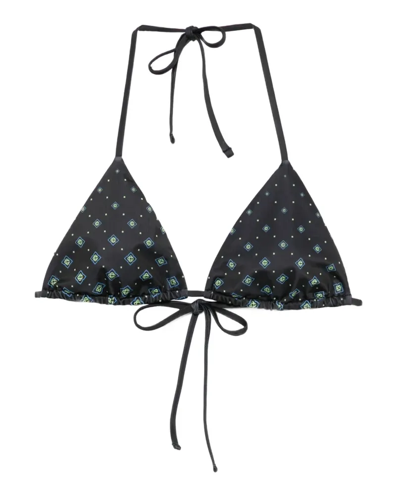 Casablanca Paris monogram triangle bikini top - Schwarz Schwarz