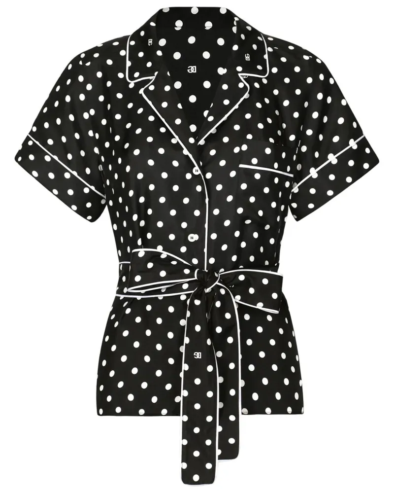 Dolce & Gabbana Seidenhemd mit Polka Dots - Schwarz Schwarz