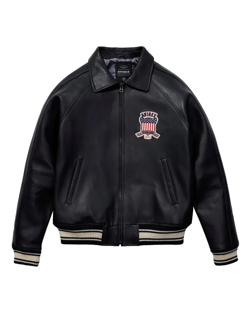 Avirex Bomberjacke mit Applikation - Schwarz Schwarz