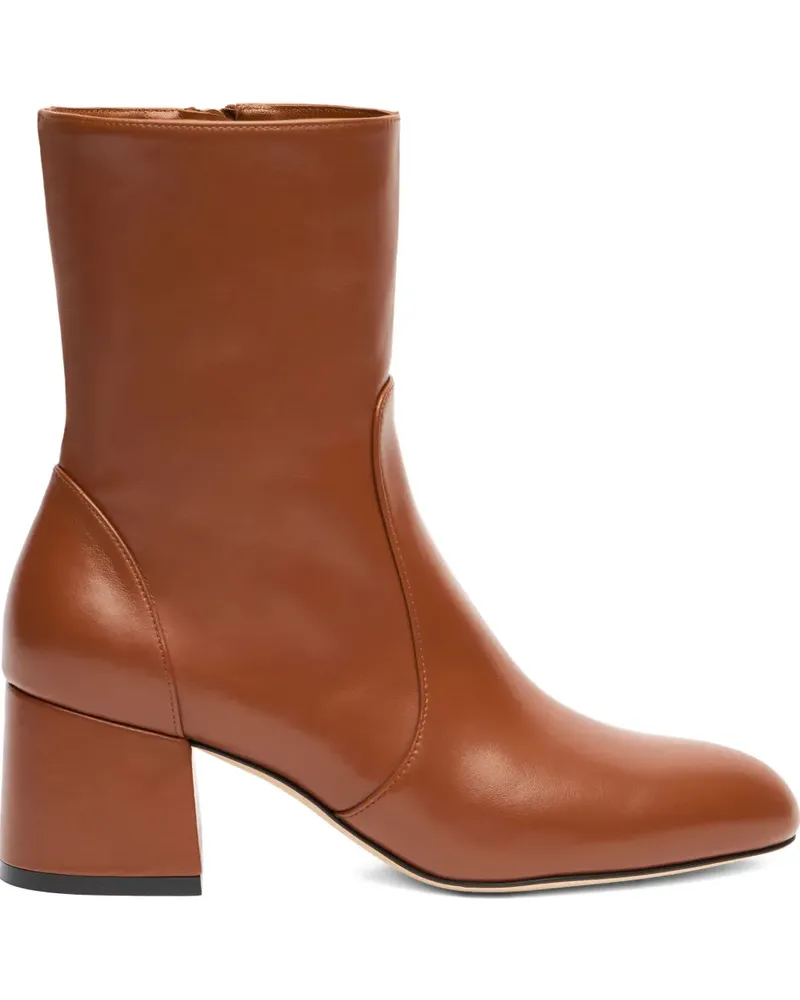 Stuart Weitzman zip block heel essentialist zip 60 ankle boots - Braun Braun