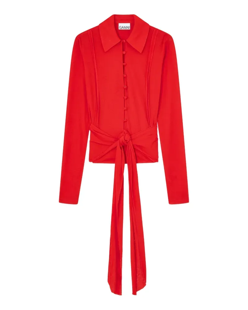 Ganni Geknöpftes Hemd mit Banddetail - Rot Rot