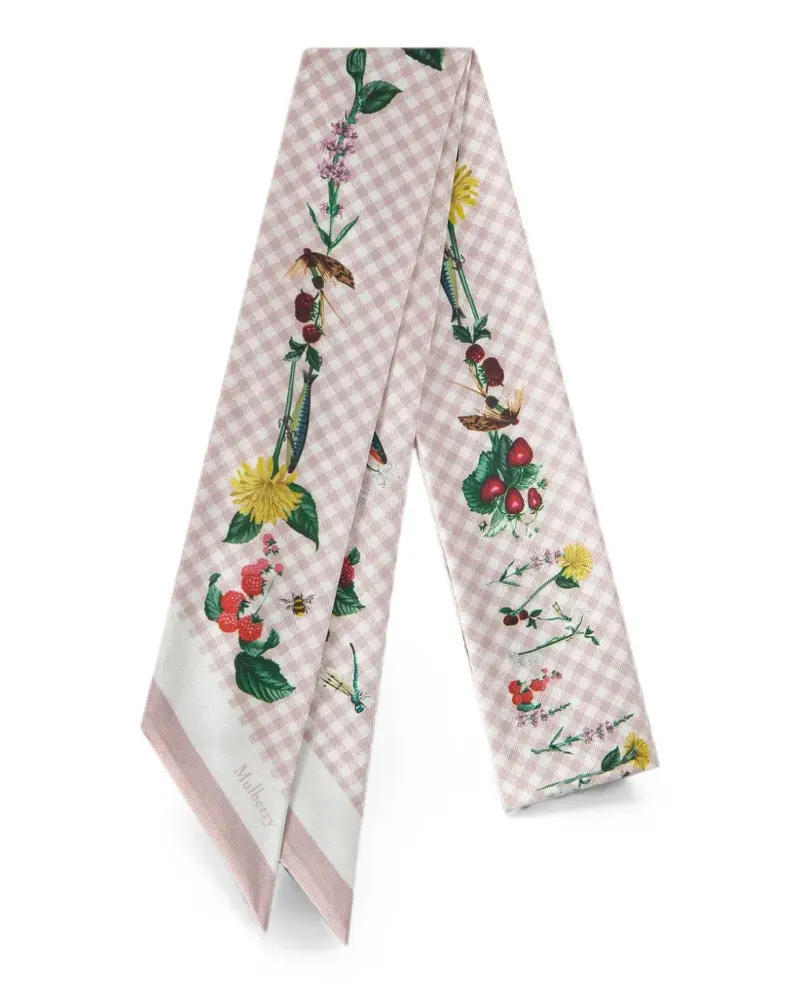 Mulberry gingham floral-print scarf - Rosa Rosa