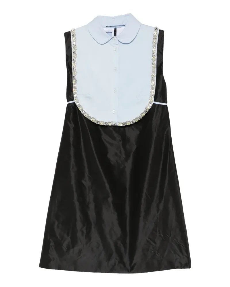 Prada crystal-embellished bib-detail mini dress - Schwarz Schwarz