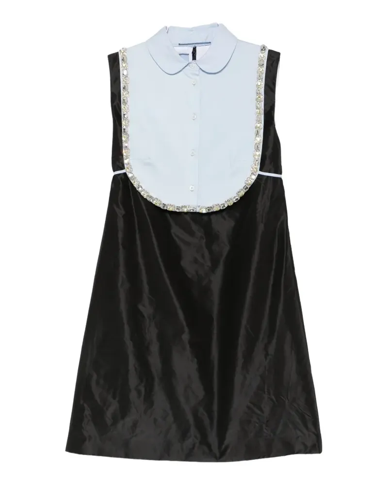 Prada crystal-embellished bib-detail mini dress - Schwarz Schwarz
