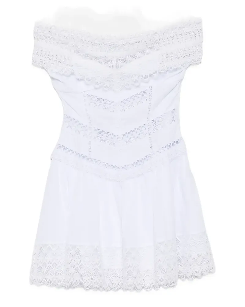 Charo Ruiz Eliane lace-trim off-the-shoulder mini dress - Weiß Weiß