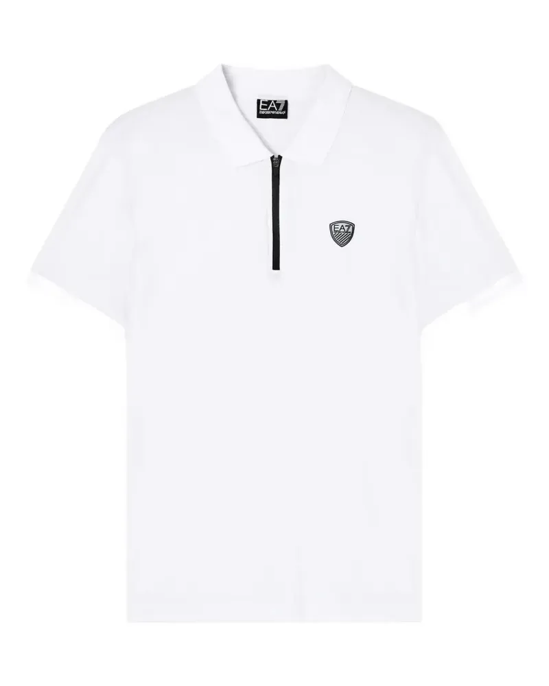 EA7 logo-patch zip-fastening polo shirt - Weiß Weiß