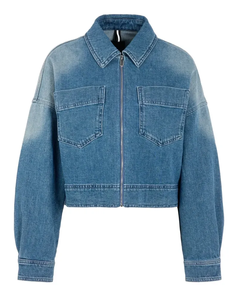 Marc Cain faded-effect patch-pocket denim jacket - Blau Blau