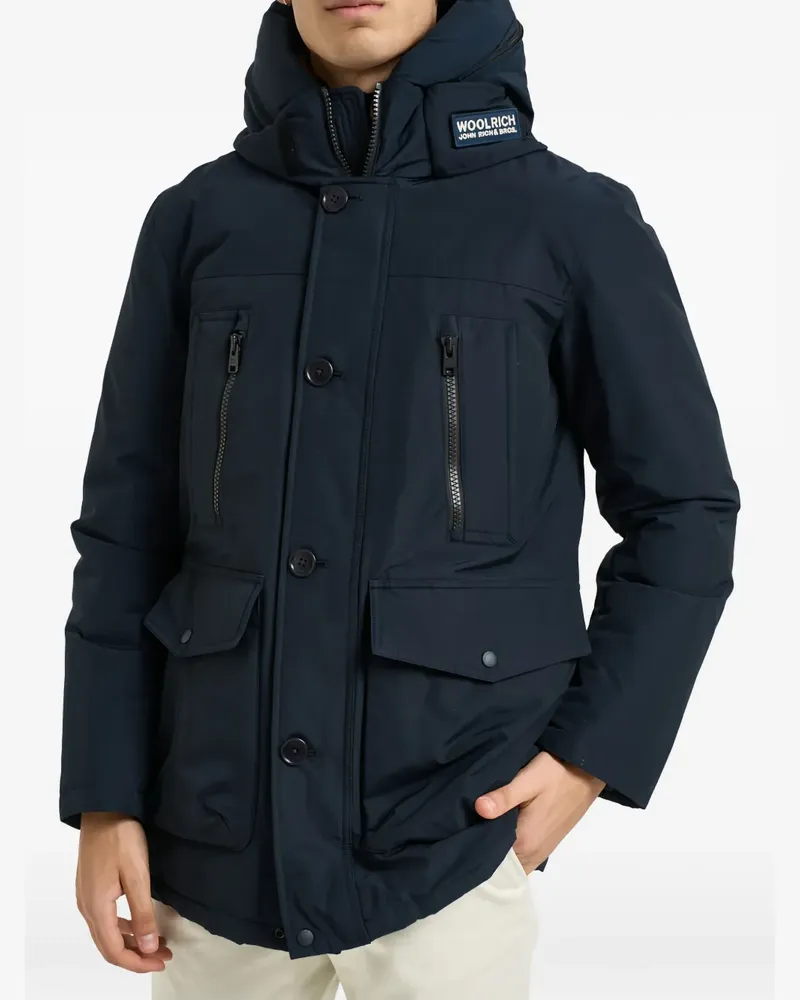 Woolrich Kapuzenmantel mit Logo-Patch - Blau Blau