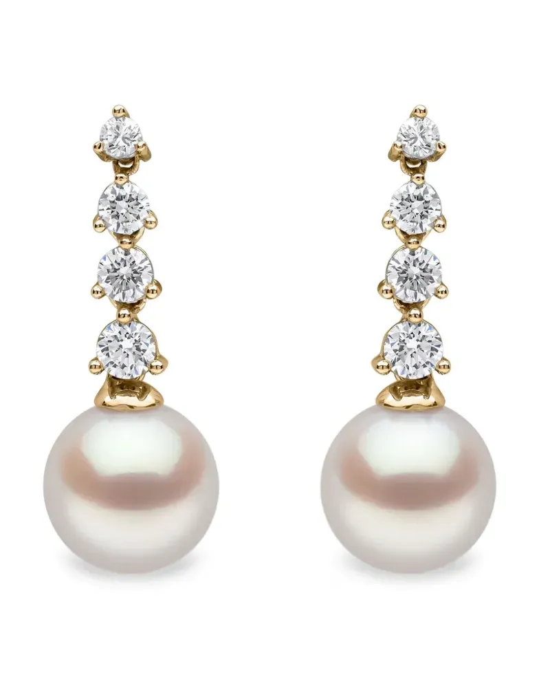 YOKO London 18K yellow gold akoya pearl and diamond earrings Gold