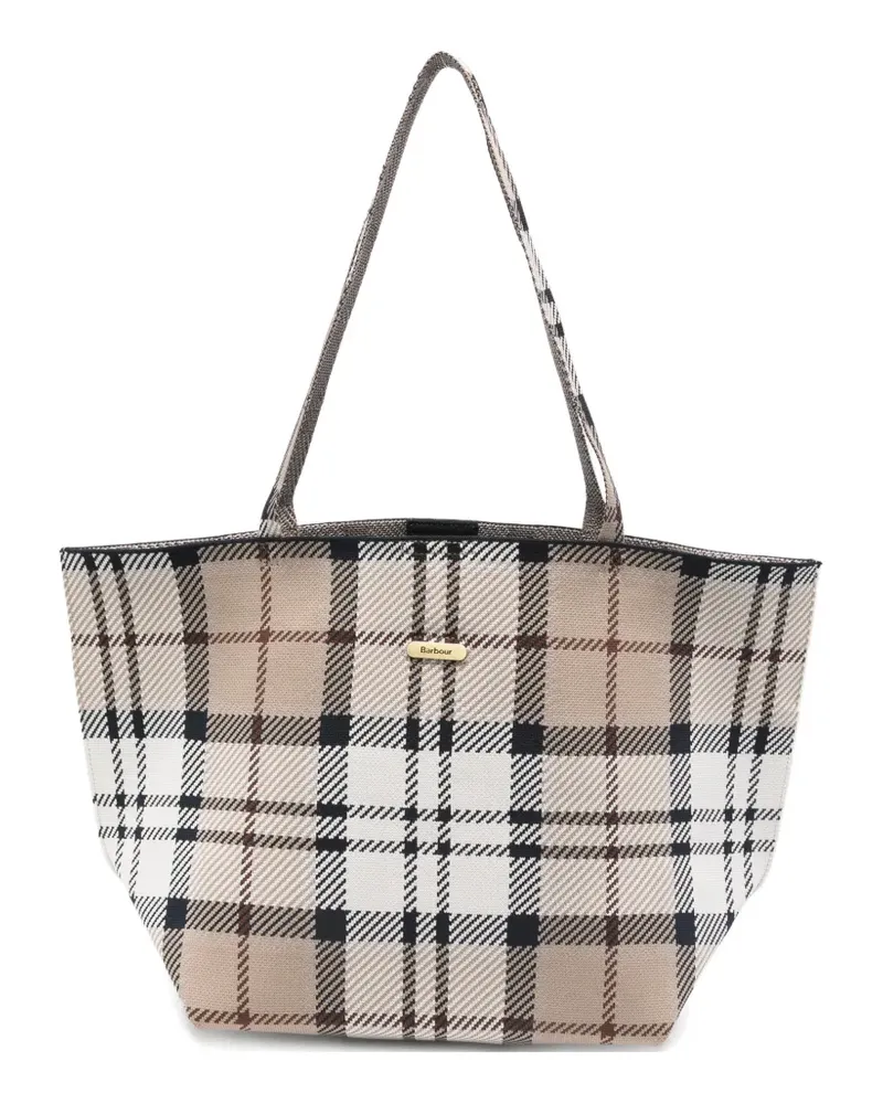 Barbour plaid double-handle tote bag - Nude Nude