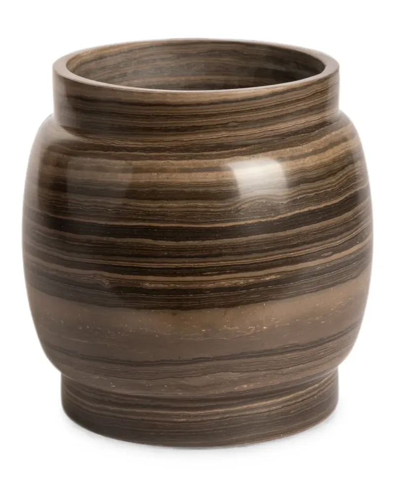 Editions Milano Mittelgroße Stone Vase aus poliertem Marmor - Braun Braun
