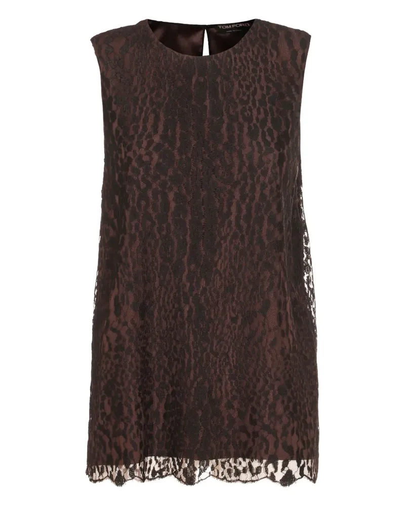 Tom Ford Oberteil mit Leoparden-Spitze - Braun Braun