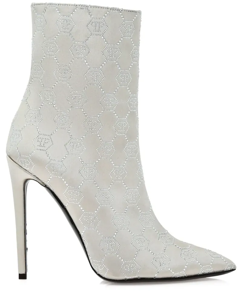 Philipp Plein Stiefel aus Satin mit Monogramm 120mm - Nude Nude