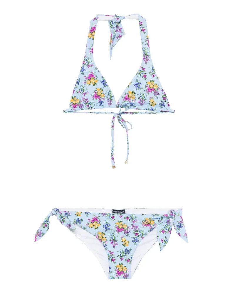Dolce & Gabbana Geblümter Bikini - Blau Blau