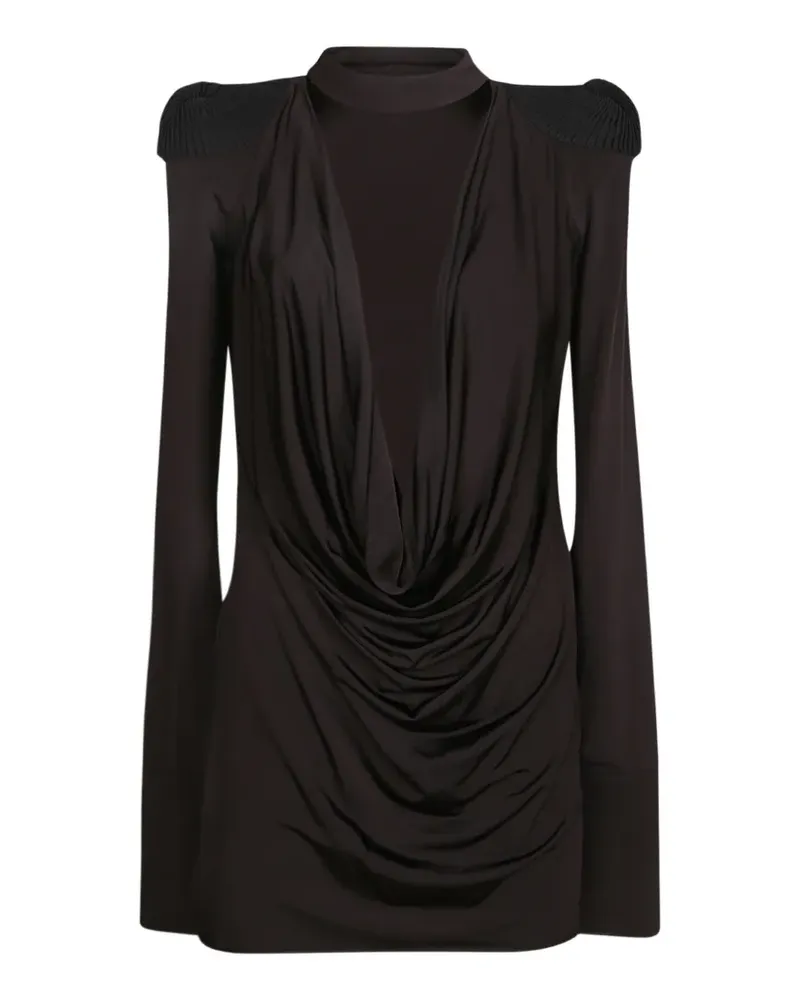 Amen draped epaulette-detail mini dress - Braun Braun