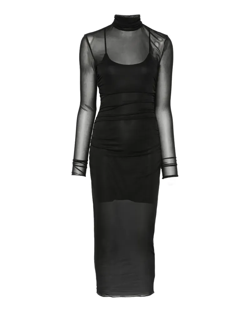 Aniye By Transparentes Kleid mit Stehkragen - Schwarz Schwarz