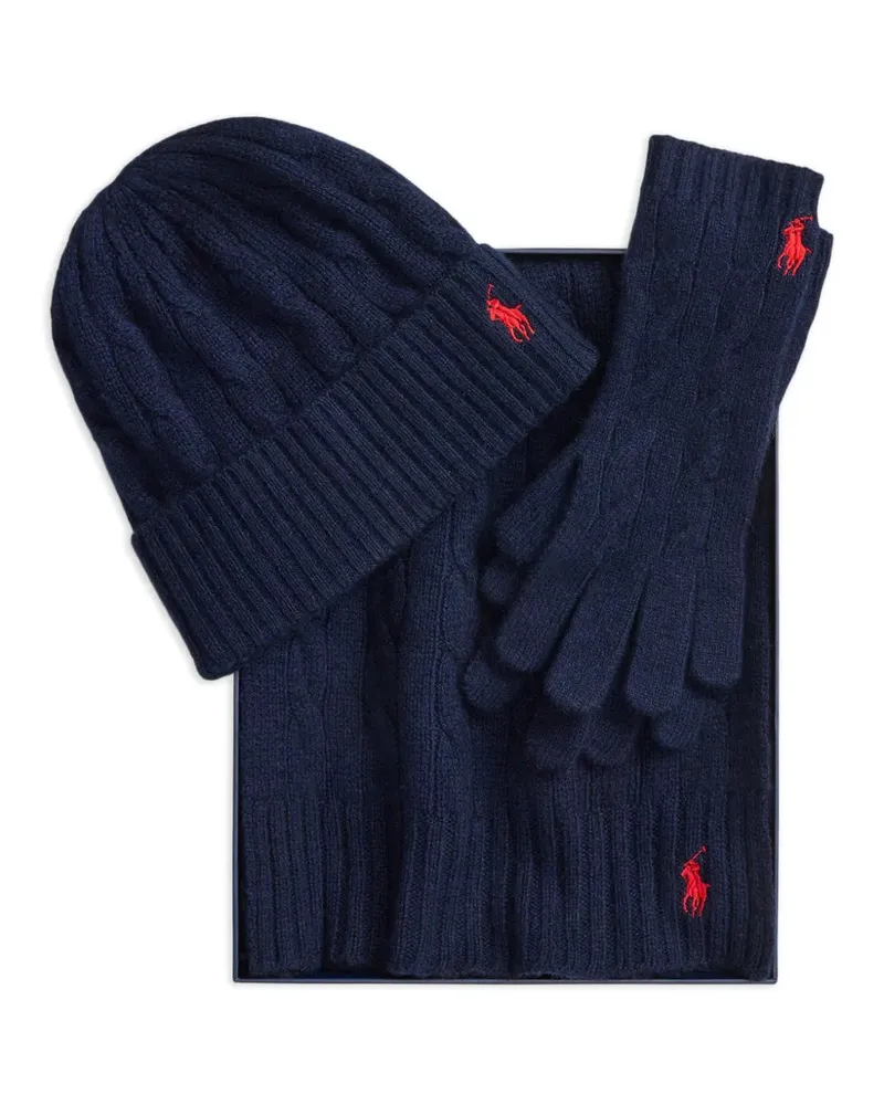 Ralph Lauren Schal mit Zopfmuster (3er-Set) - Blau Blau