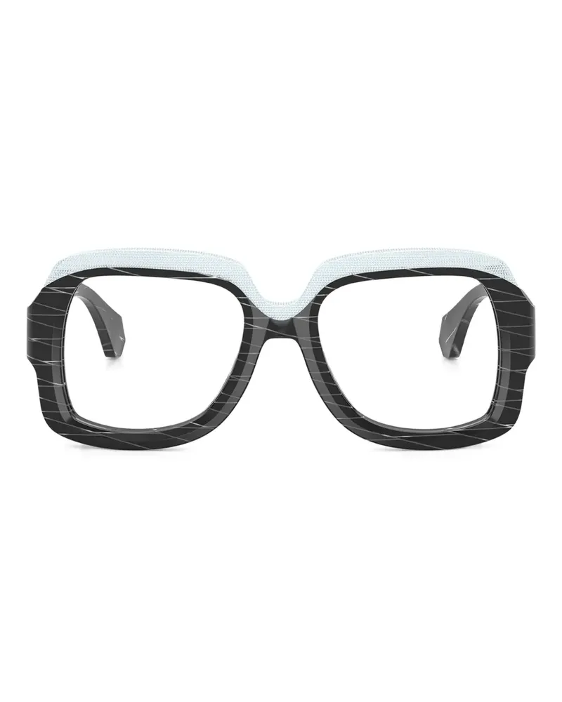 Alain Mikli Eckige Brille mit Rautenmuster - 001 Black Rhombus / Pointille / White 001