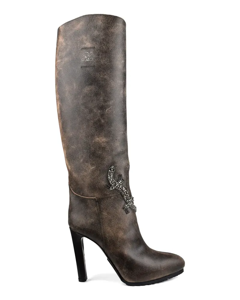Ralph Lauren Stiefel aus Reptil mit Pailletten - Braun Braun