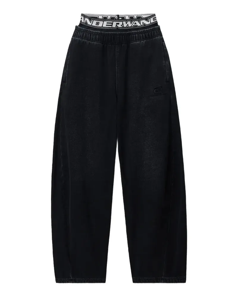 Alexander Wang Pre-styled Jogginghose aus gebürstetem Denim - Schwarz Schwarz
