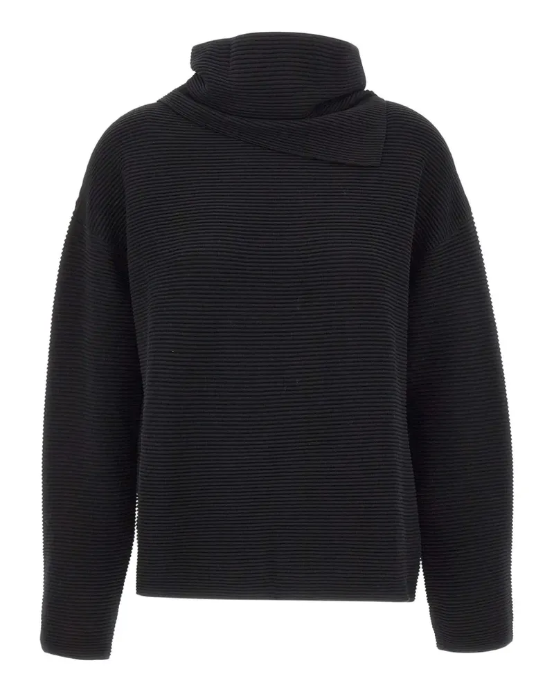 Elena Mirò Gerippter Pullover mit U-Boot-Ausschnitt - Schwarz Schwarz